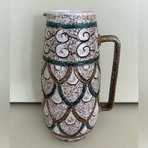 Fratelli Fanciullacci Elbee Green&Gold Pottery Pitcher Signed and Numbered